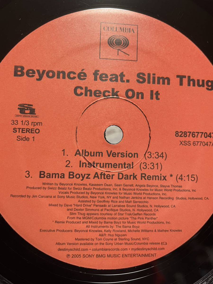 美盤　　Beyonc feat. Slim Thug Check On It 12インチレコード