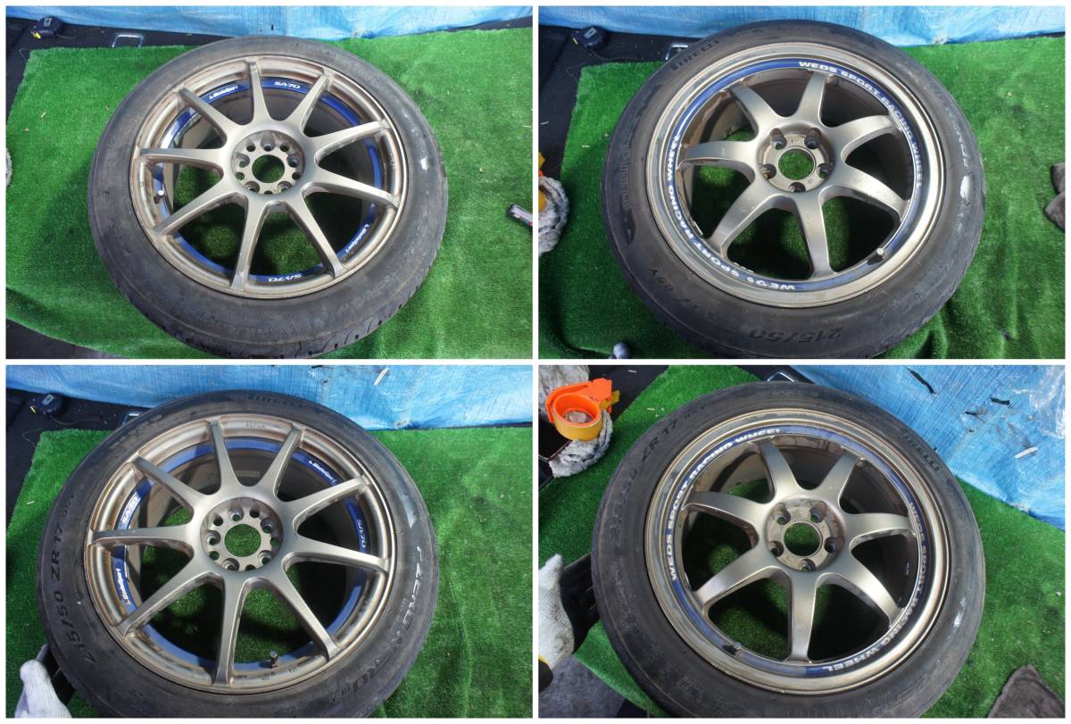 希少Weds Sport SA-70/ウェッズスポーツ軽量 17Ｘ7.5Ｊ　5Ｈ　ＰＣＤ114.3と100　Ａ356ＢＪ　16Ａ8　18年と17年タイヤ　215/50ＺＲ17