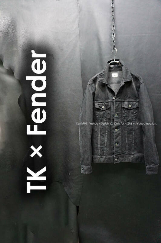 TK × Fender ロゴ刺繍 ストレッチデニムジャケット 2/M相当 スリムフィット フェンダー 3rd サード 557XX Gジャン トラッカージャケット