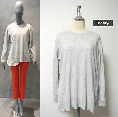 ●美品！theory【セオリー】春夏コットン スリットニット(HIGH.TWIST.COTTON/KARENIA.W)(*^_^*)定価24,000円+税