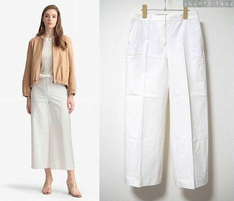 ●美品！theory luxe【セオリーリュクス】ワイドクロップドパンツ(STRETCH COTTON/LAVINI)定価29,000円+税 MADE IN JAPAN(日本製)