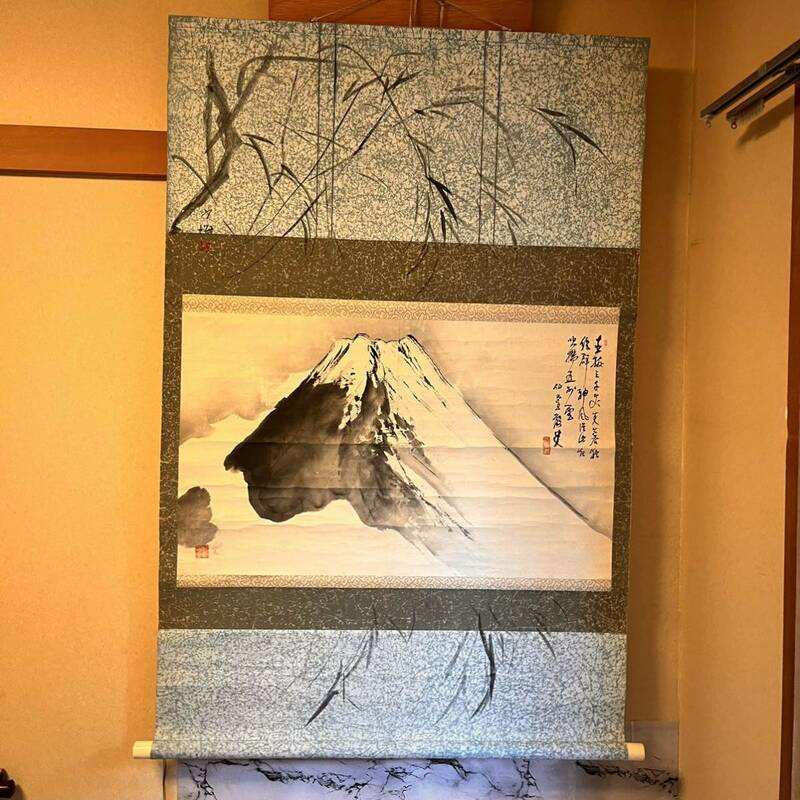 石塚仙堂 日本画 掛軸 絹本 富士 富士山 掛け軸 AA_3_X204_2401