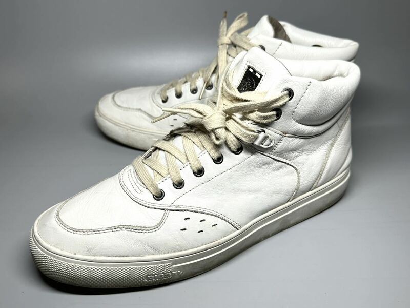 【即決】DIESEL メンズ 27cm ディーゼル ハイカット スニーカー くつ 靴 レザー 白 ホワイト カジュアル オシャレ 