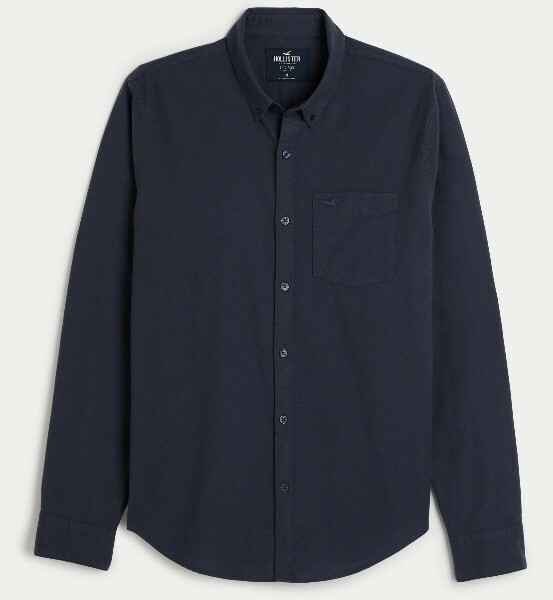 HOLLISTER*ホリスター*US:XXL/ネイビー/ロゴアイコンポケ付BD長袖シャツ