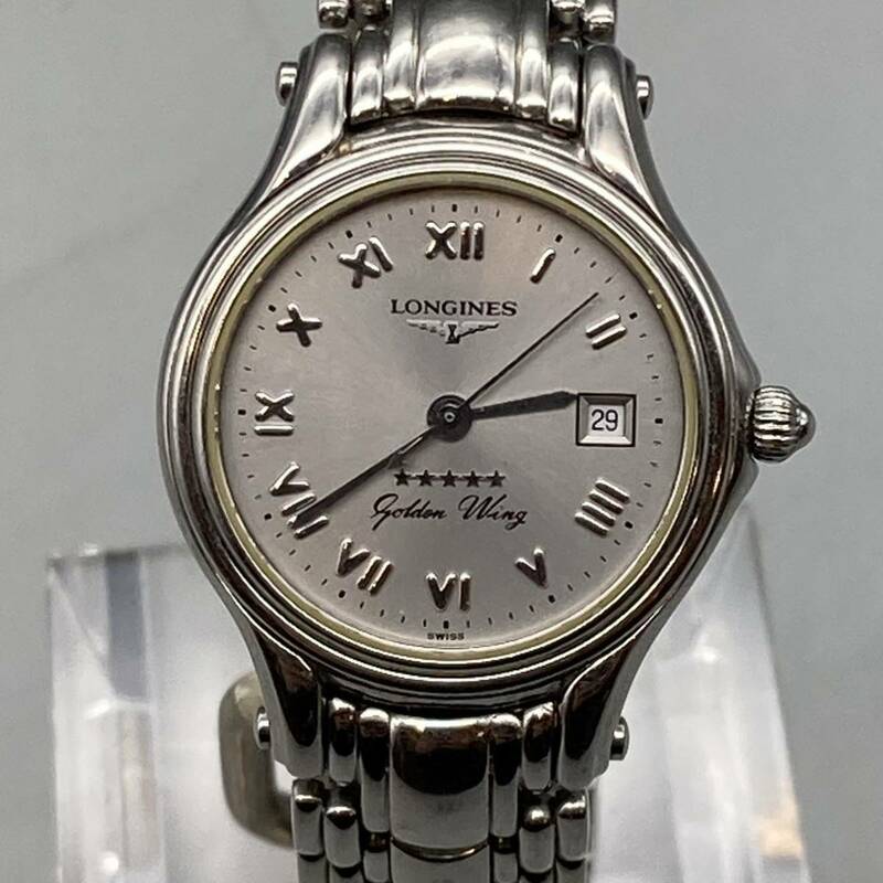 K01079 LONGINES ロンジン L3.106.4 Golden Wing ゴールデンウィング SS シルバー文字盤 クオーツ レディース腕時計 R6年1月電池交換済