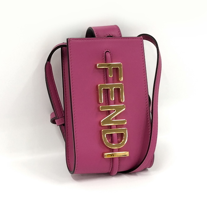 【中古】FENDI フェンディグラフィー フォンポーチ ショルダーバッグ レザー パープル 7AS192