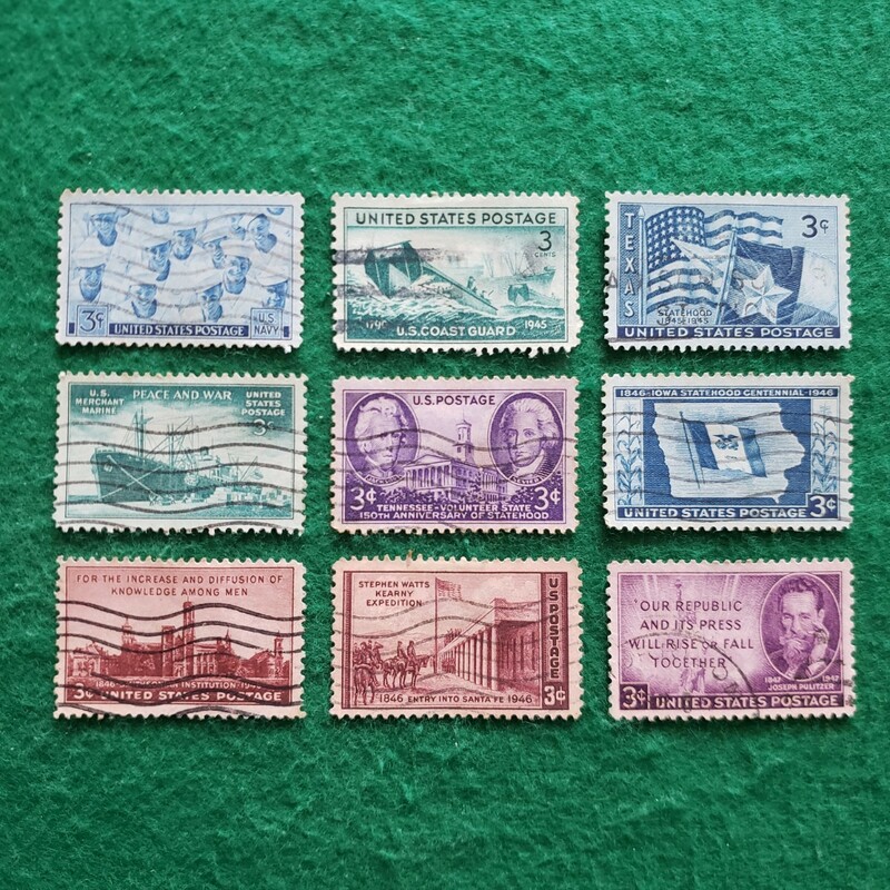 アメリカ合衆国切手 UNITED STATES POSTAGE ★9枚　1945年～1946年/外国切手