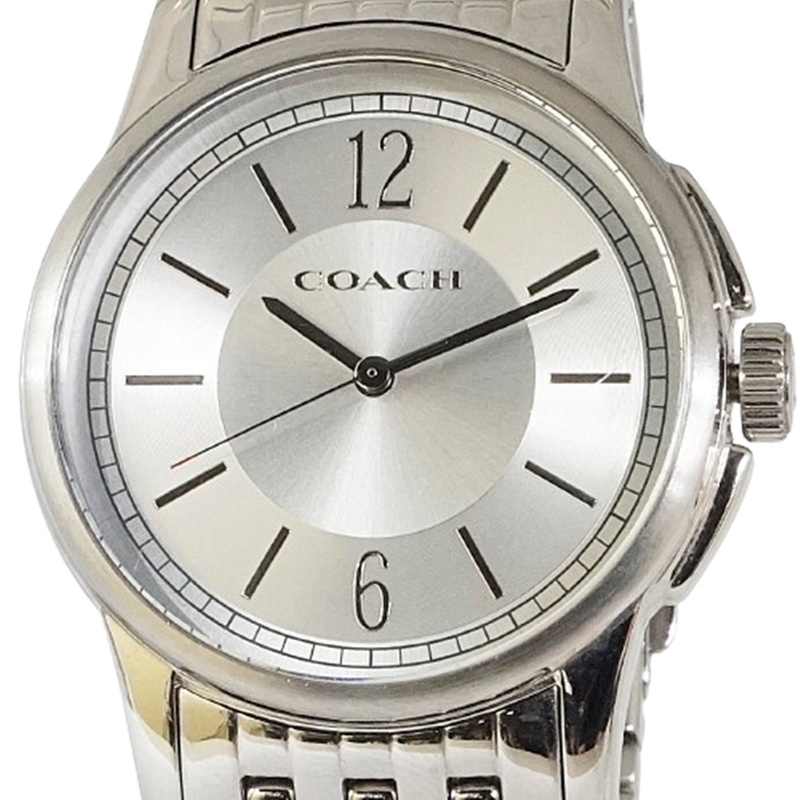 B♪COACH コーチ クオーツ腕時計 3針 ニュークラシック シグネチャー 14000048 SS メンズ