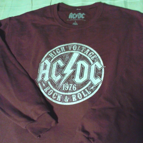 希少 AC/DC HIGH VOLTAGE ROCK & ROLL ロゴ スウェット エンジ エーシーディーシー ACDC ハイボルテージ ロック バンド トレーナー Vintage