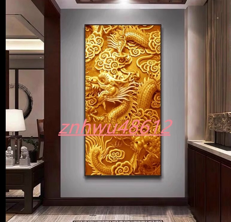 [エスペランザストア]黄金龍●ングルーム装飾画 玄関装飾画 現代 ソファの背景装飾画 40*80cm
