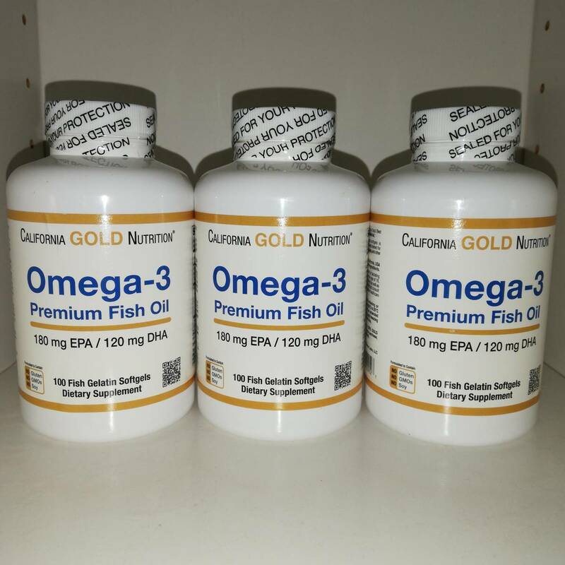 【3個セット】オメガ3 プレミアムフィッシュオイル DHA EPA 100粒 California Gold Nutrition【新品・送料込】