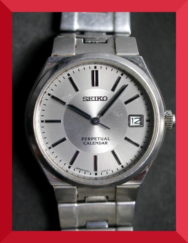 セイコー SEIKO パーペチュアルカレンダー 3針 デイト 純正ベルト 8F32-00M0 男性用 メンズ 腕時計 日本製 W754 稼働品