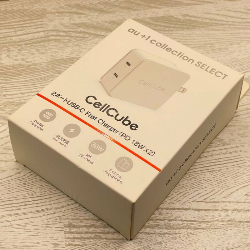 中古品 au＋1 collection SELECT CellCube 2ポートUSB-C Fast Charger（PD 18W×2）CC-AC01-WH
