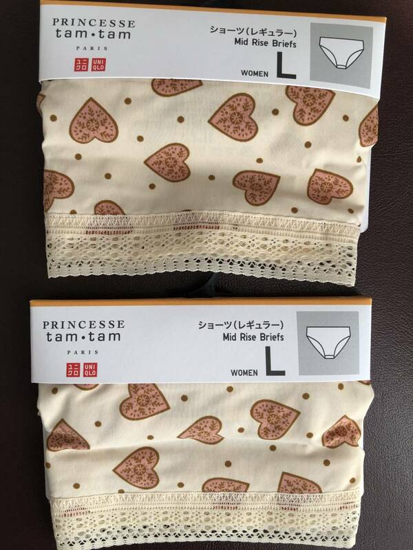 新品 UNIQLO×PRINCESSE tam・tam　ハート ショーツ2枚セット（L）プリンセスタムタム　ユニクロ　コラボ