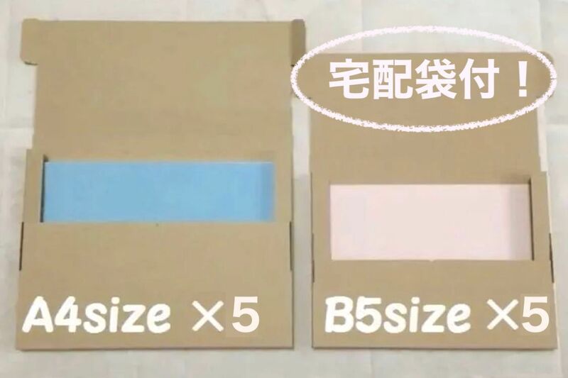 《大中2サイズ/計10枚 ＋袋5枚》ネコポス用 段ボール 宅配ビニール袋