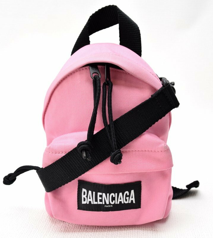 美品 BALENCIAGA バレンシアガ 【エクスプローラー ミニ・バックパック クロスボディバッグ 656060 ピンク×ブラック】キャンバス