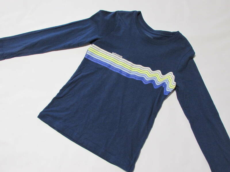 送料185円 Kid's/XS 5-6 Patagonia パタゴニア ロングTシャツ Girl's Long Sleeved Graphic Organic Cotton T-Shirt 62214 ネイビー 2021年