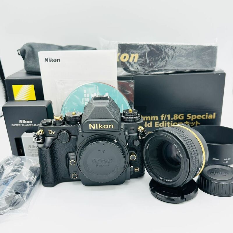 【ほぼ新　4003ショット　レア】Nikon デジタル一眼レフカメラ Df ブラック 50mm f/1.8G Special Gold Edition レンズキット