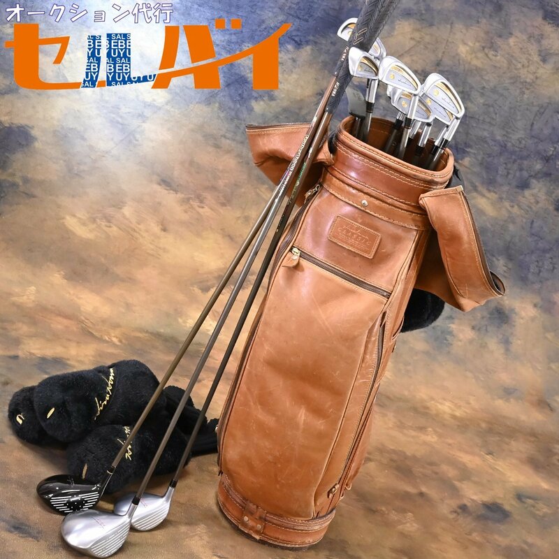 本物 豪華 セット品 ホンマ K24 金モグラ クラシック ステッチレザーキャディバッグ ゴルフセット クラブ ヒロホンマ ホンマゴルフ