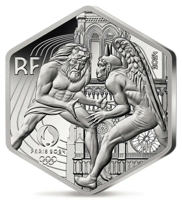 2024 フランス パリ2024 オリンピック開催記念 六角形 10ユーロ 銀貨