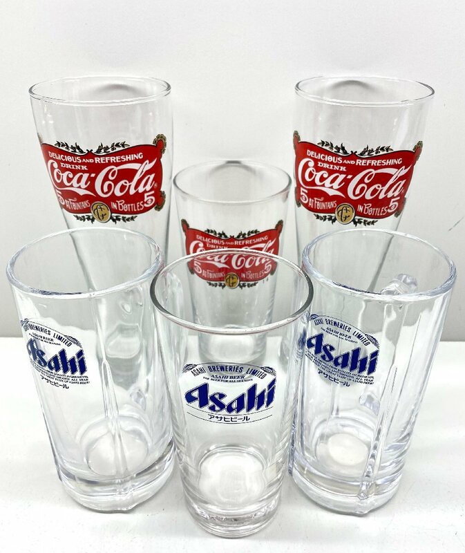 Coca Cola Asahiコカ・コーラ アサヒ ビール グラス ジョッキ 6本 おまとめ