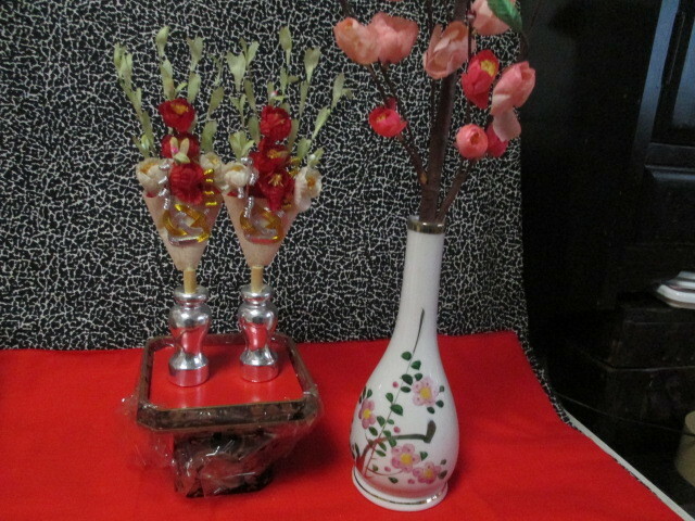 ★菊華　雛道具　美品　ヴィンテージ　雛道具　ひな道具 雛飾り ひな祭り　桃の花　花瓶　陶器