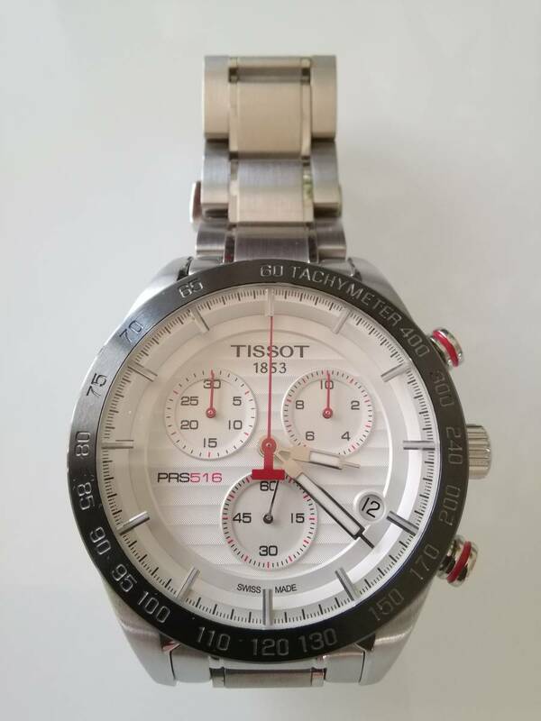 『良品』スイスの伝統的な時計 ティソ Tissot PRS 516 クロノグラフ メンズ腕時計 ケース 42mm 銀シルバ-『丸井OlOl購入品』