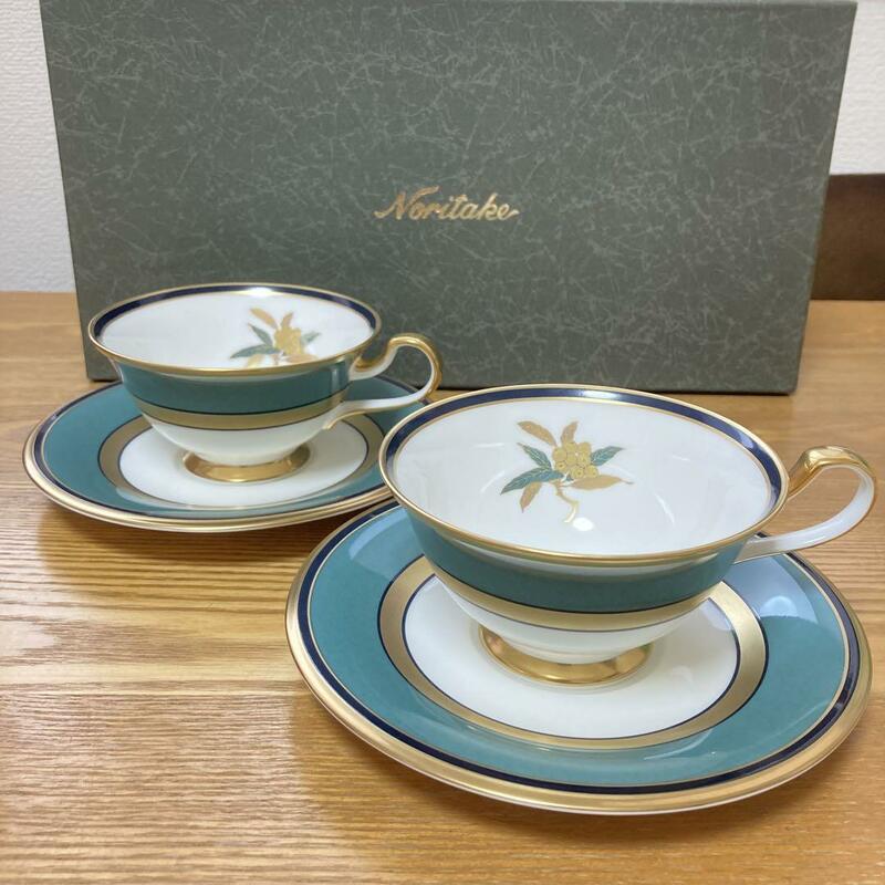 未使用 廃盤品 ノリタケ Noritake 玉鬘 コーヒーカップ＆ソーサー 2客セット スタジオコレクション アラジンランプ印