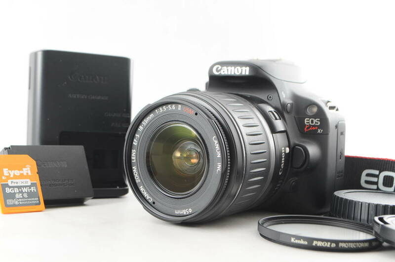 Canon EOS Kiss X7 キヤノン EF-S 18-55mm F3.5-5.6 Ⅱ USM レンズキット★動作確認済超美品★