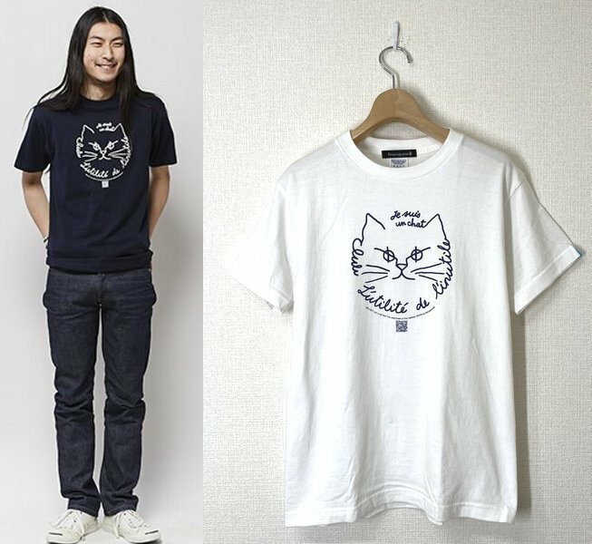 Bonzaipaint バンザイペイント 吾輩は猫である Tシャツ S ホワイト 白 半袖