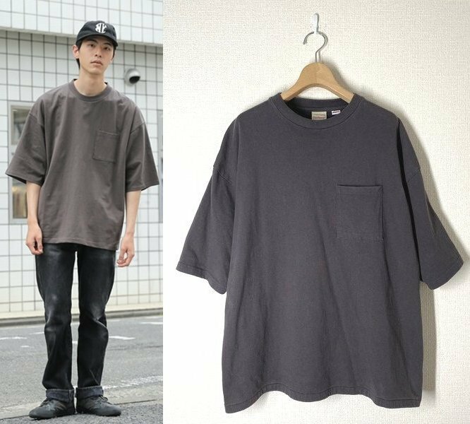 Good Wear グッドウェア オーバーサイズ ポケットTシャツ S チャコールグレー 半袖 ビッグ