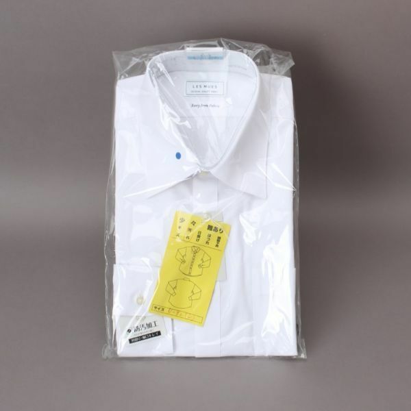 新品 ワイシャツ Yシャツ 長袖 ホワイト Lサイズ LES MUES 衣類 ビジネス スリム 防汚加工 訳アリ ＃60※304