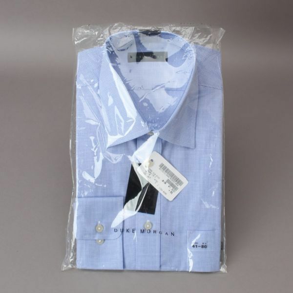新品 ワイシャツ Yシャツ 長袖 ブルー Lサイズ DUKEMORGAN 衣類 ビジネス ワイドカラー ＃60※292