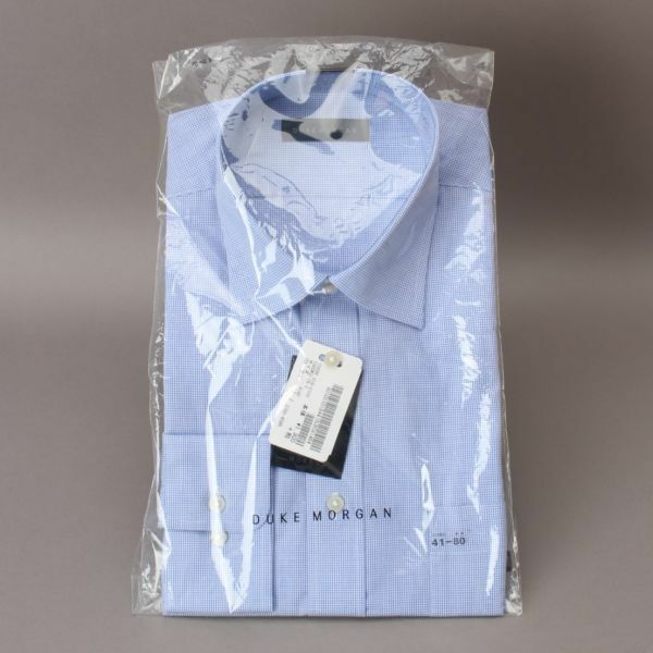 新品 ワイシャツ Yシャツ 長袖 ブルー Lサイズ DUKEMORGAN 衣類 ビジネス ワイドカラー ＃60※290
