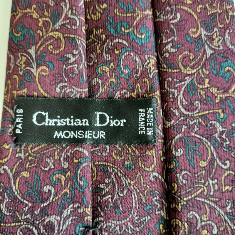 Christian Dior(クリスチャンディオール)ボルドーマルチカラー葉ネクタイ