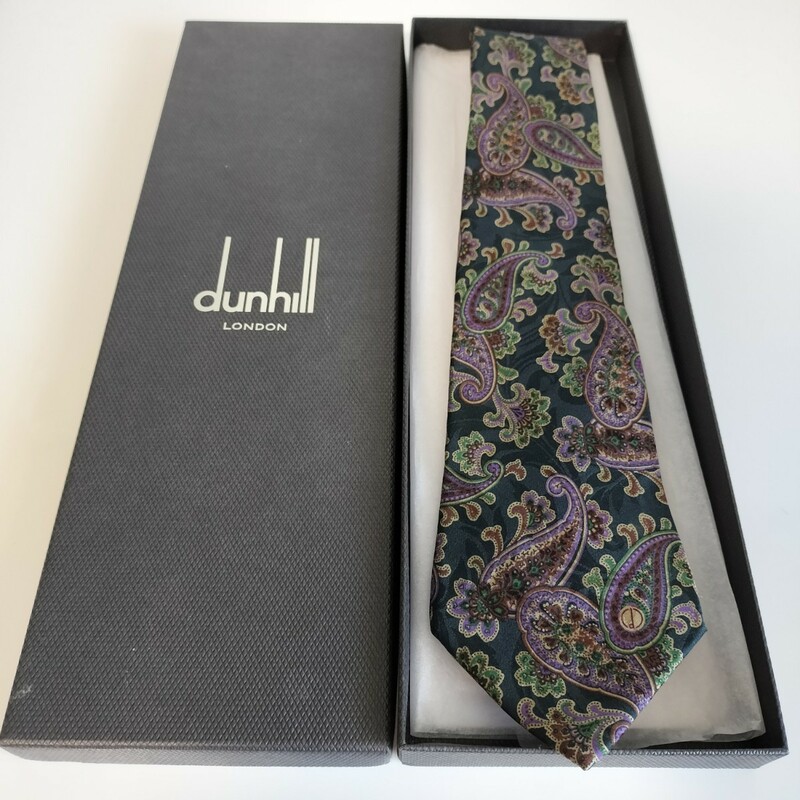 ダンヒル（Dunhill）紺紫涙Dロゴネクタイ 