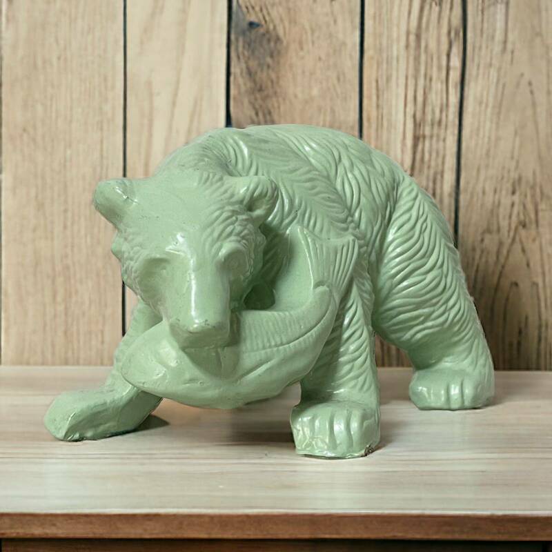 昭和レトロ 熊 貯金箱 くま 木彫の熊 ペイント パステル 置物 人形 オブジェ 陶器