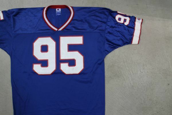 【古着レアchampio NFL NY GIANTSメッシュユニフォームTシャツ青XL】アメフトニューヨークジャイアンツ80's90'sHIPHOPチャンピオン