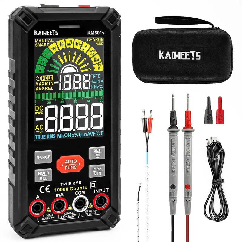 KM601s KAIWEETS テスター 充電式 10000カウント 大画面 スマートマルチメータ デジタル 直流/交流電圧 抵抗