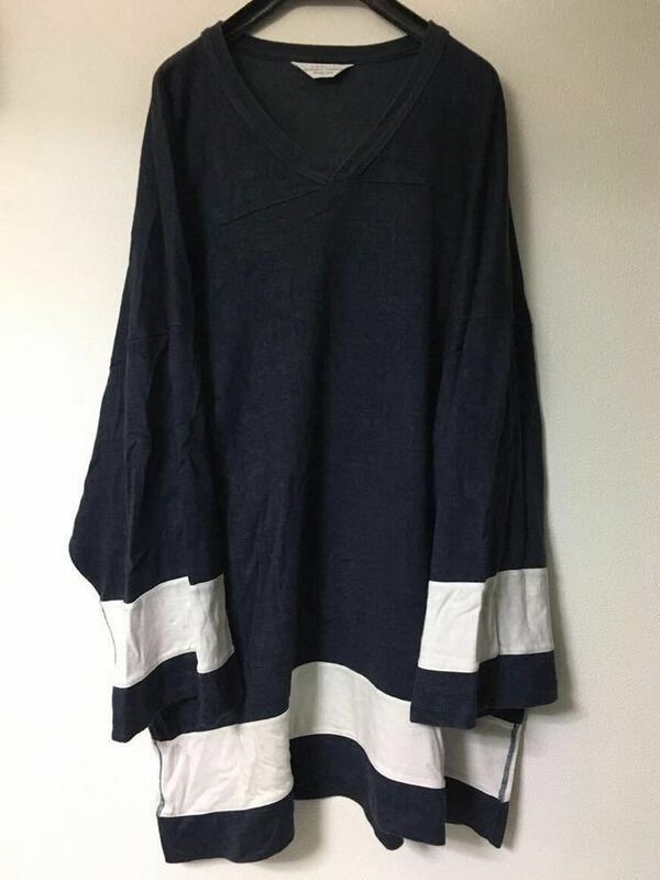 unused 16SS hockey shirt ホッケートップ オーバーサイズ Tシャツ フットボール ビッグ US1117 ネイビー