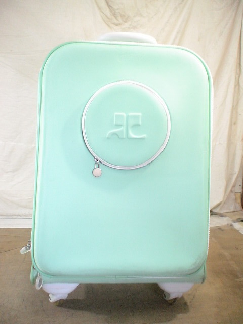 4668　Courreges　緑　鍵付　スーツケース　キャリケース　旅行用　ビジネストラベルバック
