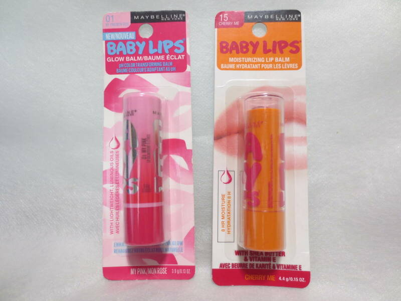 新品 メイベリン Baby Lips 01 My pink & Baby Lips 15 CHERRY ME リップクリーム カラー 色付きリップ 2本セット リップバーム