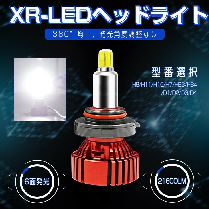 日本初登場 LEDヘッドライト Philips LED 6面発光 21600LM 一体型 H7 H8 H11 H16 HB3 HB4 H4 H1 H3 H3C D1 D2 D3 D4 車検対応 送料込 XR