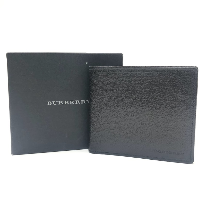 【231772】BURBERRY バーバリー 二つ折り財布 財布 ウォレット ブラック 黒 レザー