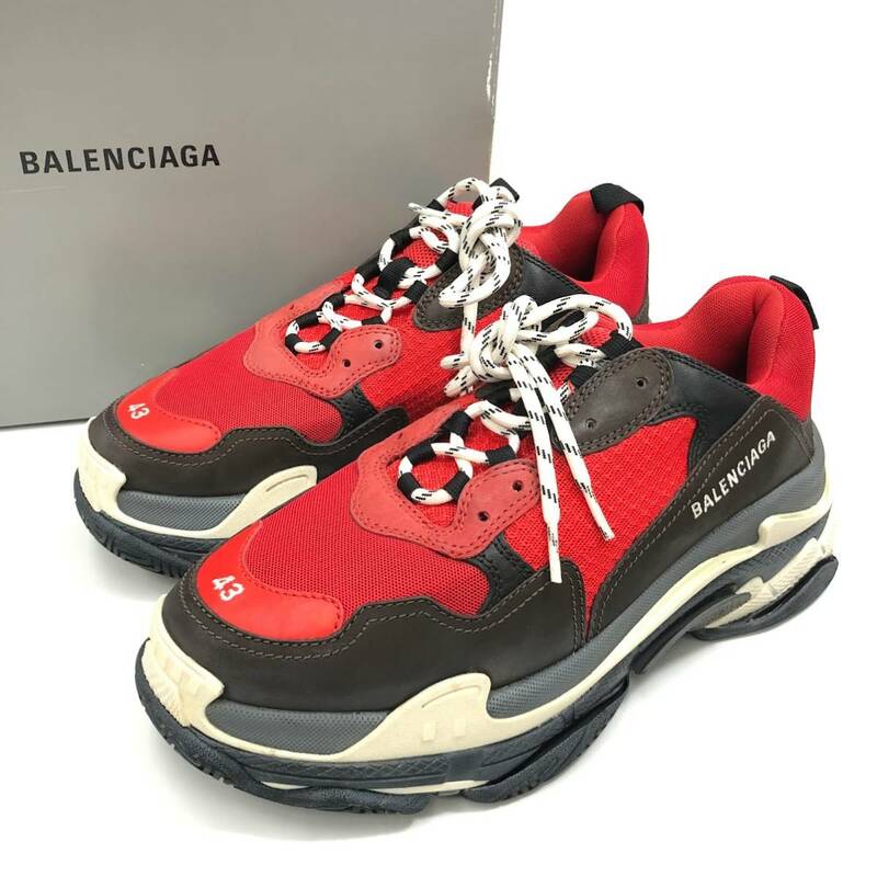【221955】未使用 BALENCIAGA バレンシアガ トリプルS ダッド スニーカー 43 サイズ 28.5cm 516440 赤 グレー メンズ 靴