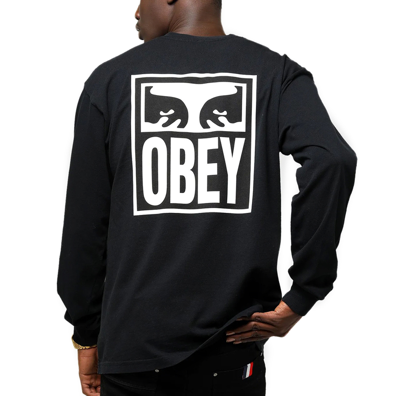 【新品本物 USA購入】OBEY オベイ■ EYES ICON 2 LS TEE ■ ブラック / L ■定番デザイン ヘビーウェイトTシャツ フロント バックプリント