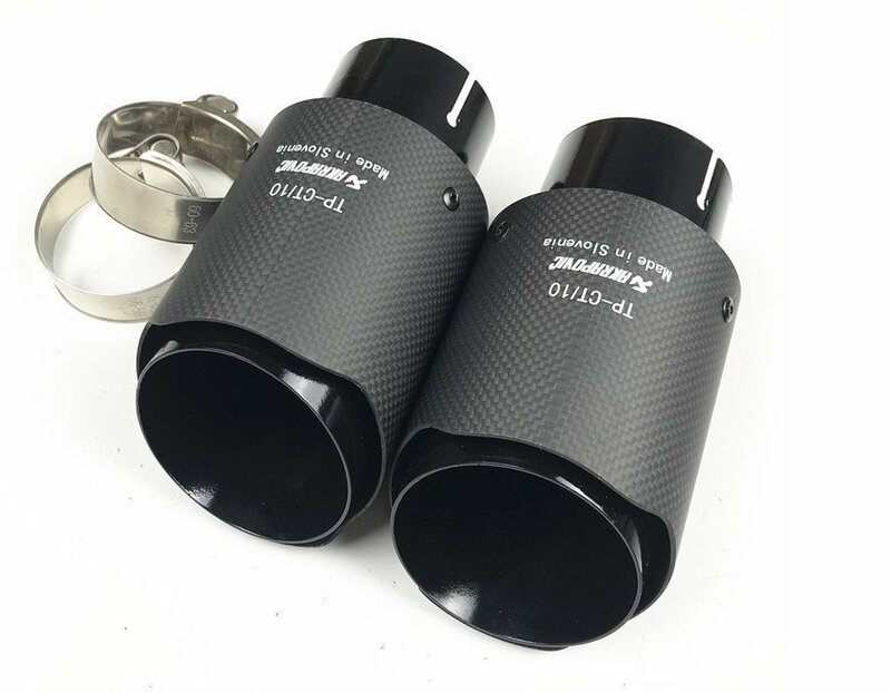 ★D-XS002高品質Akrapovic マフラーカッター 炭素繊維 エンドパイプBK 【2本セット】 カーボン排気ヒントマフラー車のアクセサリー