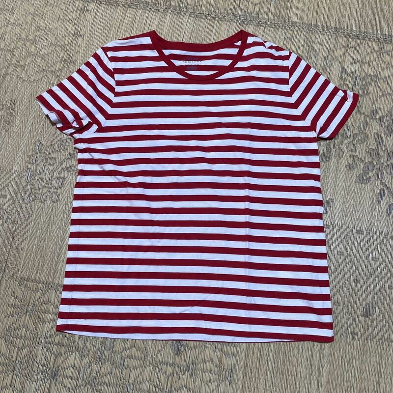 POLO RALPH LAUREN ポロ ラルフローレン ボーダー 半袖Tシャツ 赤 白 レッド XL 大きいサイズ レディース RLロゴ 刺繍 オーバーサイズ