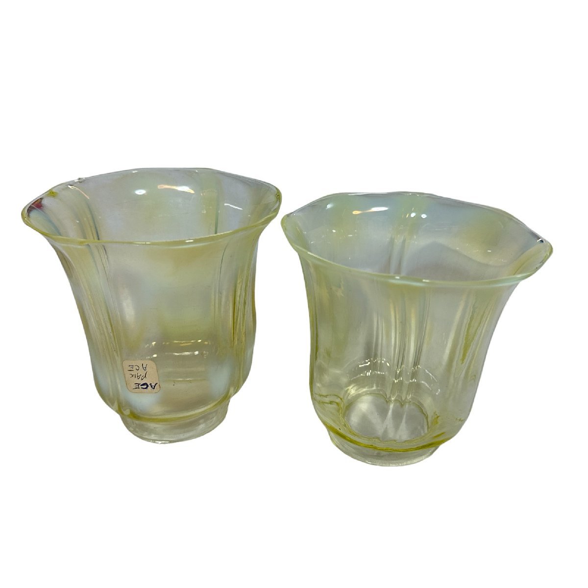 ◆中古品◆ヴァセリン ランプシェード ガラス 2個まとめ イエロー系 インテリア kyE5897NN