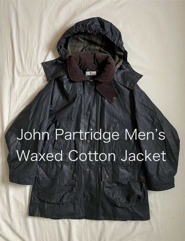 ジョンパートリッジJohn PartridgeメンズWaxed cottonオイルド コットン ジャケット フード付き メンズXS S 36 38 Barbourバブアー コート